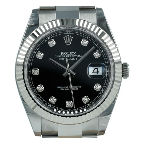 ladies rolex datejust black face diamonds|Rolex Datejust 41mm black dial.